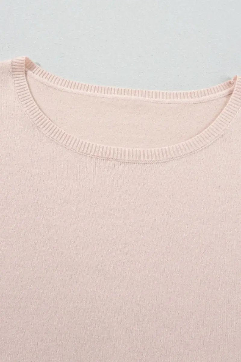 Printed Round Neck Flounce Sleeve Sweater - Love Salve